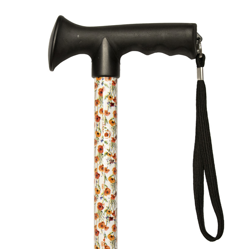 Ziggy Poppies Height-Adjustable Walking Stick with Gel Crutch Handle