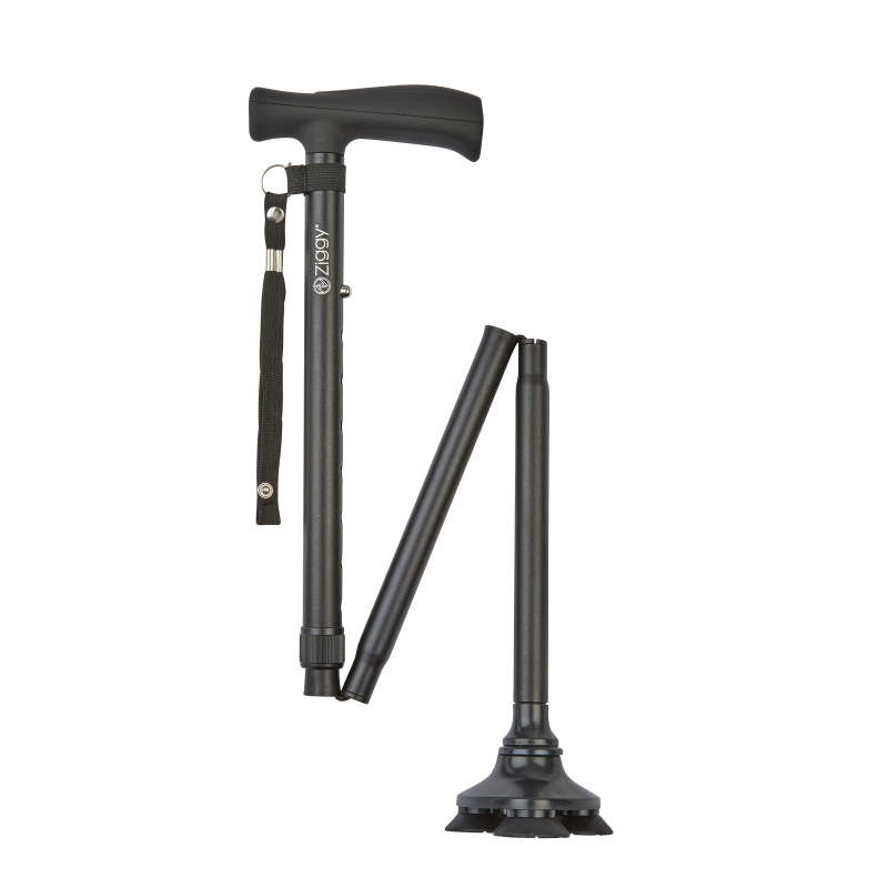 Ziggy Tribase Folding Walking Stick (Black)