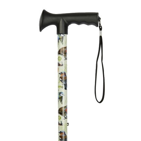 Ziggy Birds Height-Adjustable Walking Stick with Gel Crutch Handle