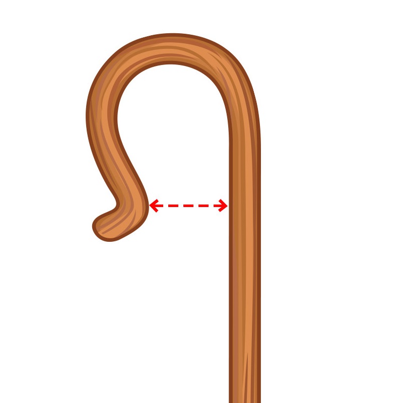 How wide is the crook on the Chestnut Shepherd's Crook?