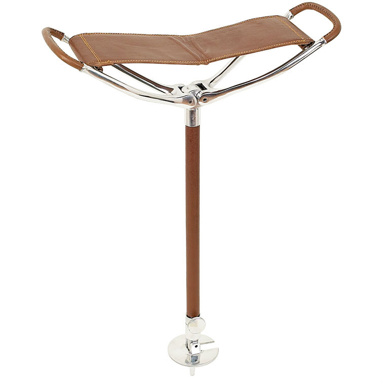 Tan Leather Adjustable Shooting Stick Seat