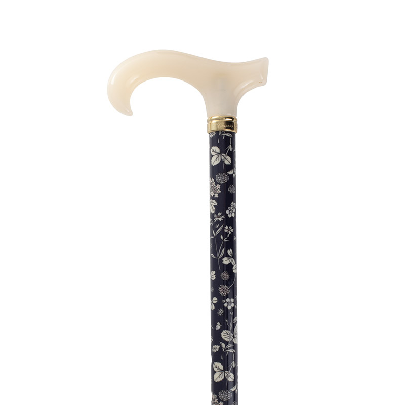 Navy and White Floral Petite Walking Stick