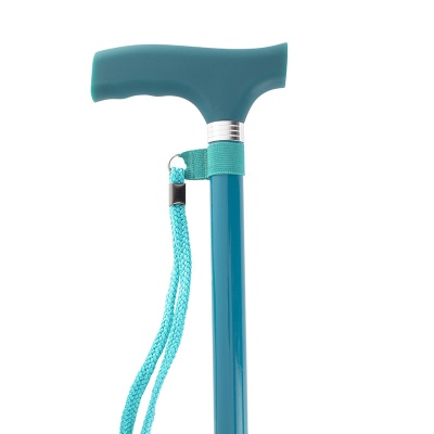 Height-Adjustable Teal Silicone Crutch Handle Walking Stick