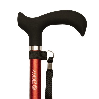 Ziggy Burgundy Height-Adjustable Walking Stick with Derby Handle